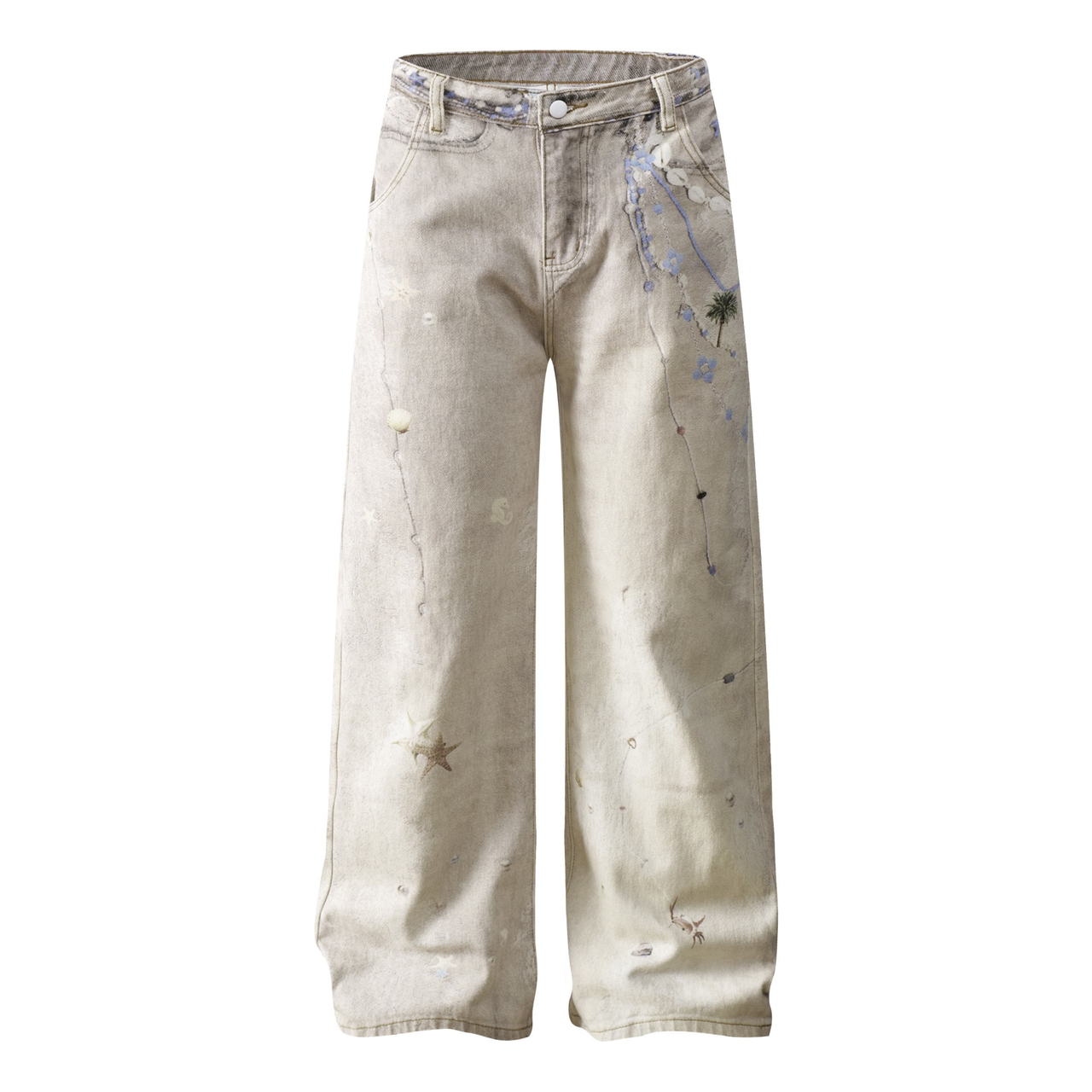 Omirad Washed Botanical Print Jeans
