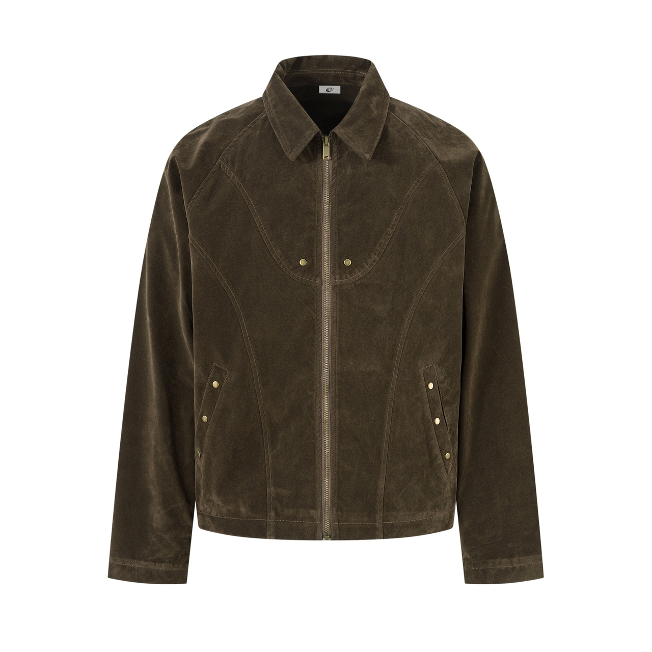 Omirad Suede-Texture Arc Panel Jacket