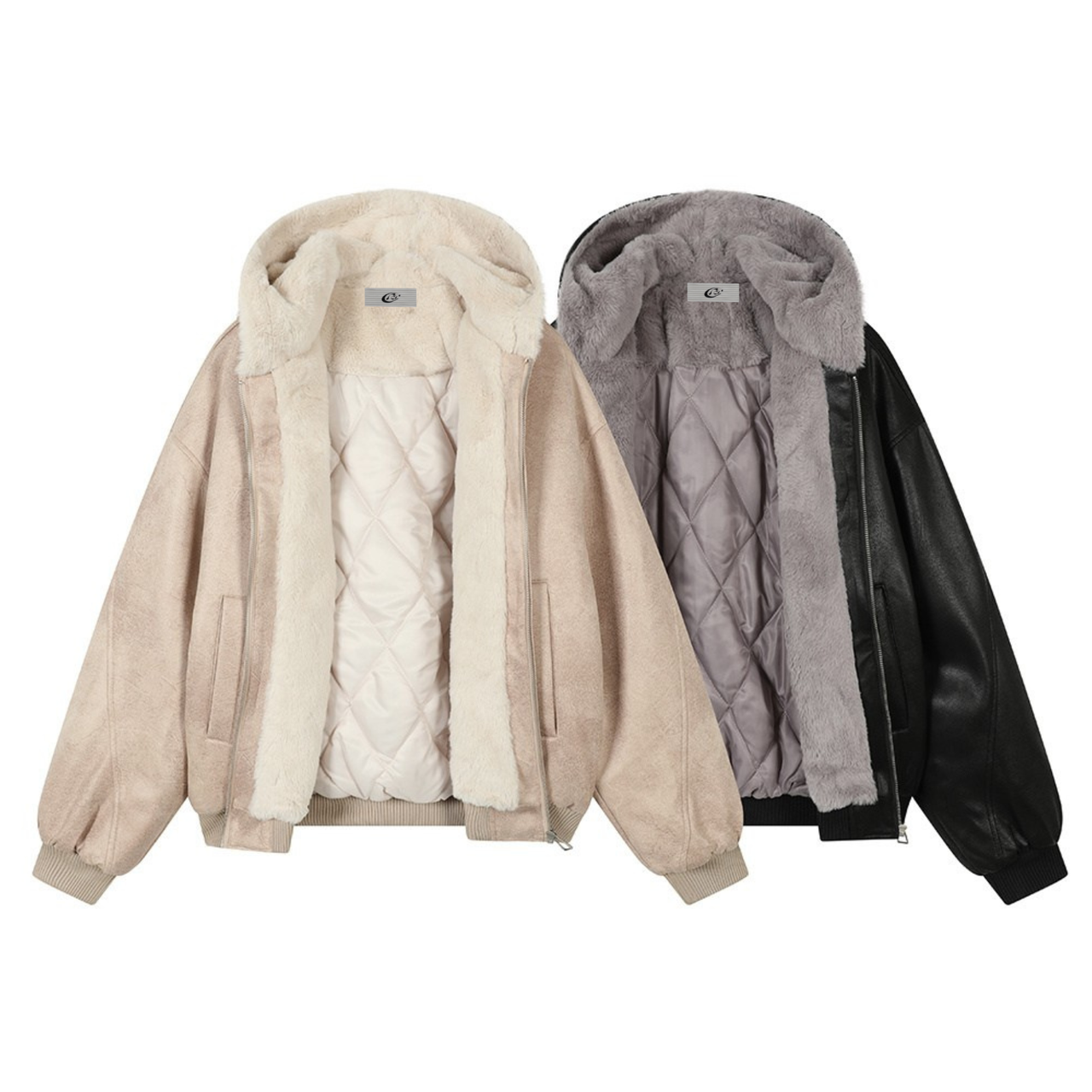 Omirad Plush-Lined Hooded Bomber Jacket