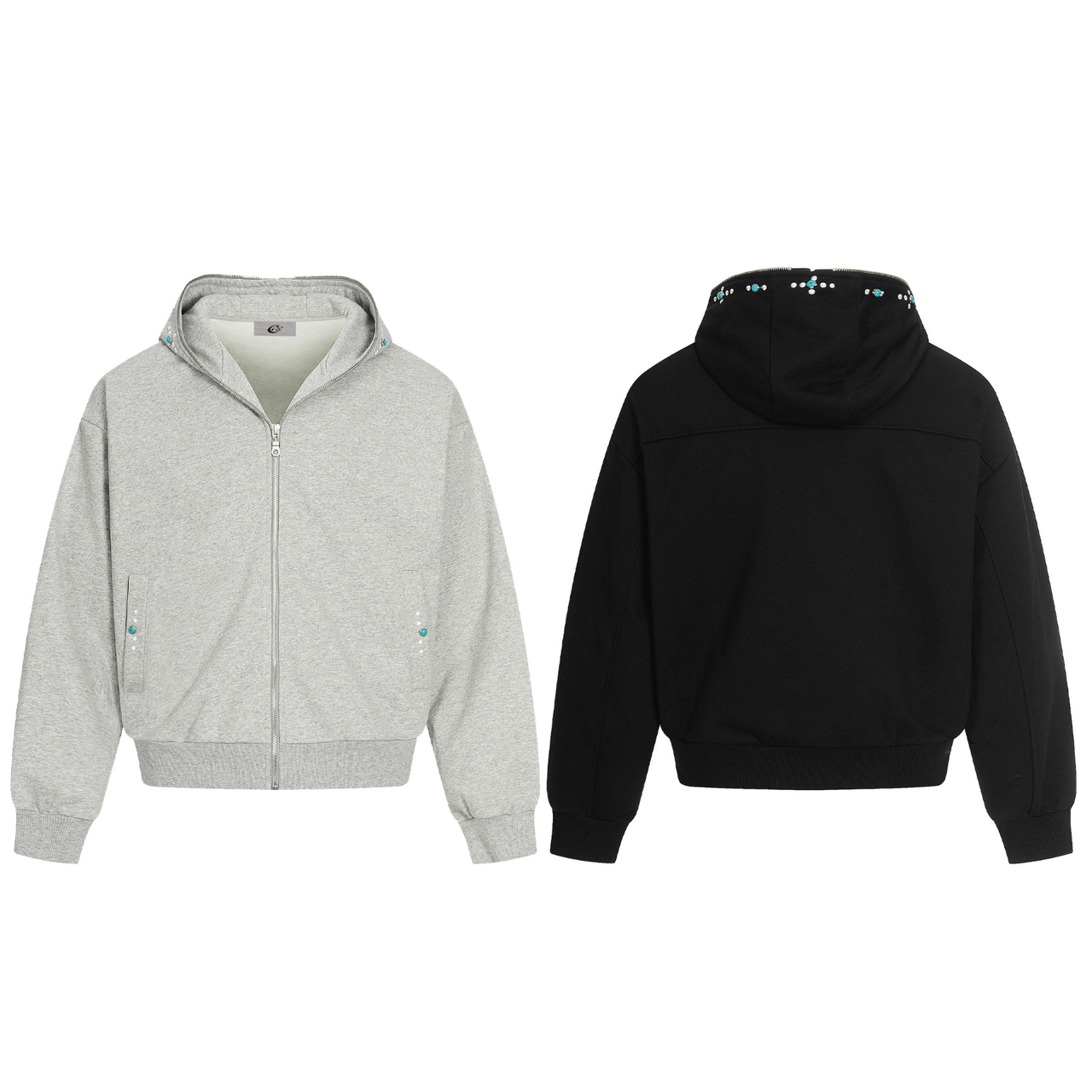 Omirad Minimal Dot-Detail Zip Hoodie