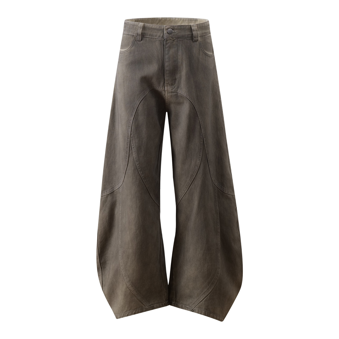 Omirad Washed Curved-Panel Blade Wide-Leg Jeans