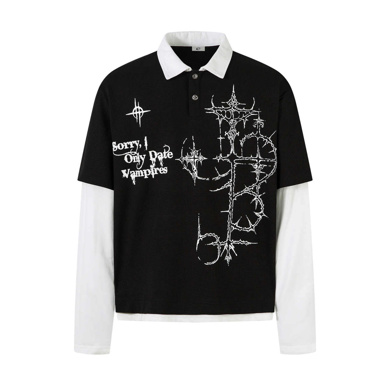 Omirad Vampire Graphic Layered Polo Long Sleeve