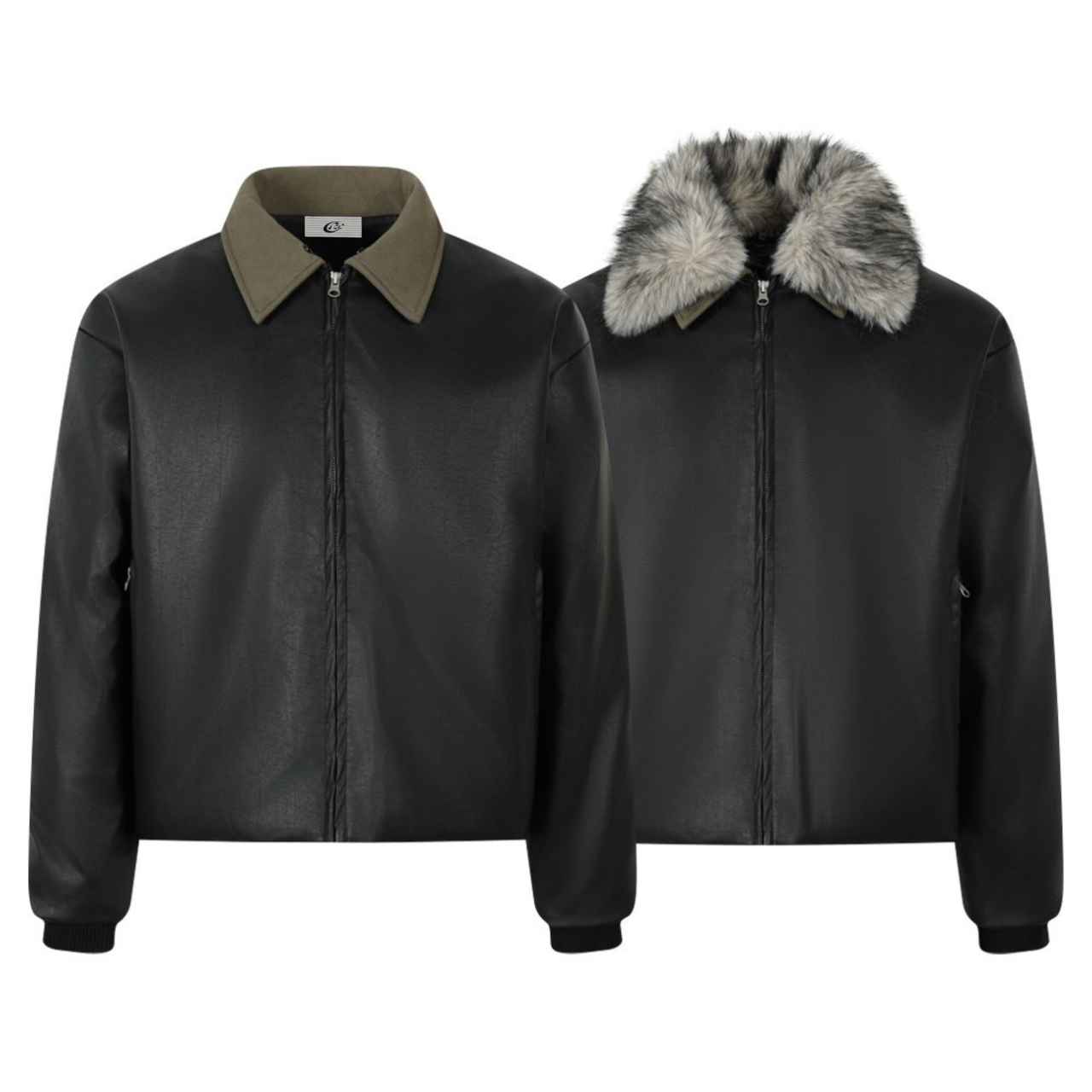 Omirad Detachable Fur Collar PU Jacket
