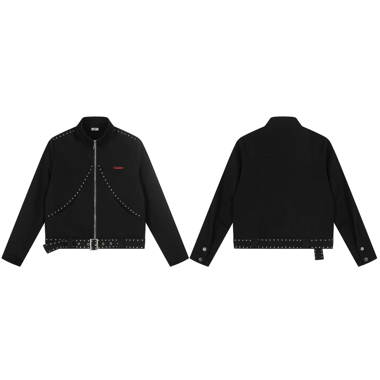 Omirad Rivet-Belted Cropped Rider Jacket