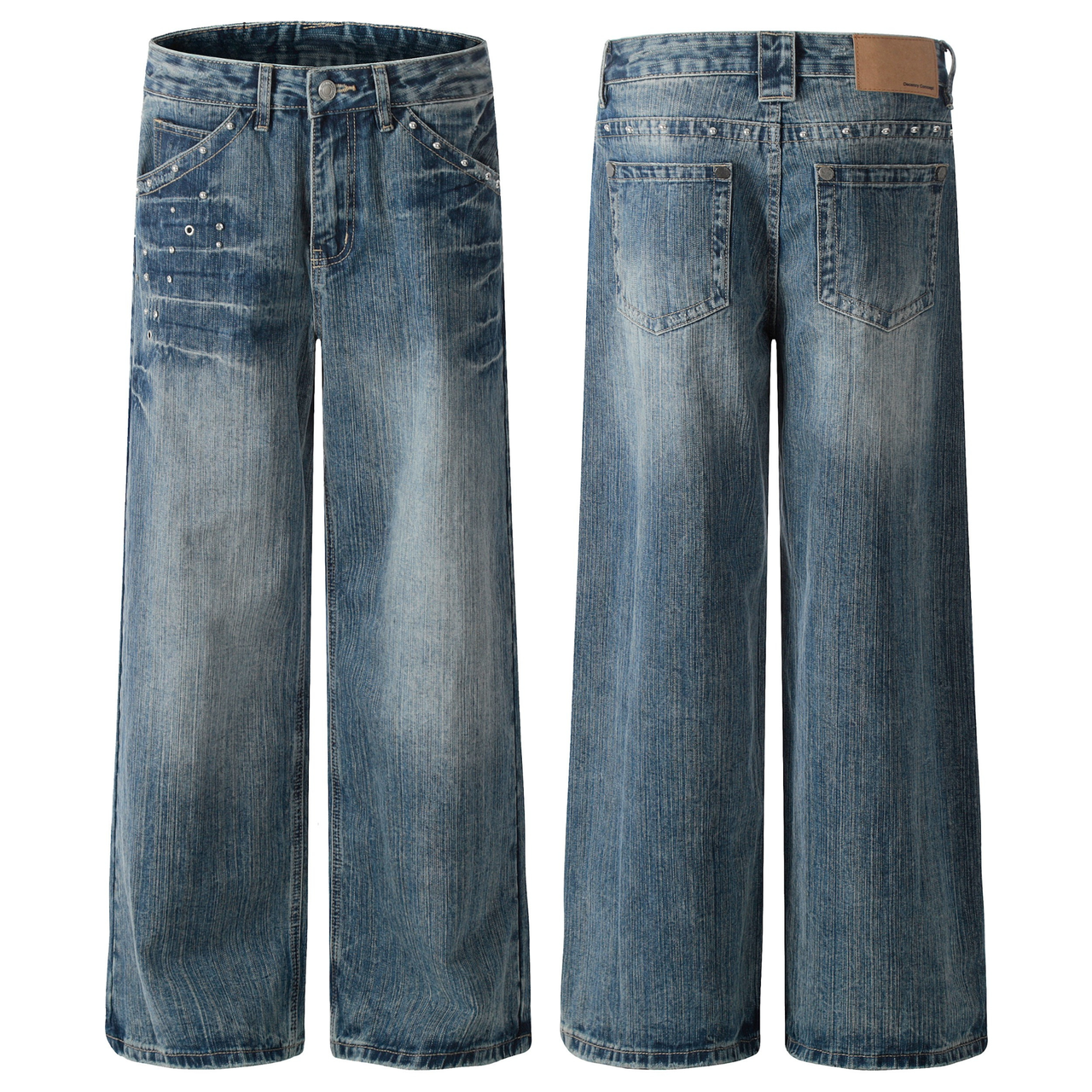 Omirad Studded Vintage Wide-Leg Jeans
