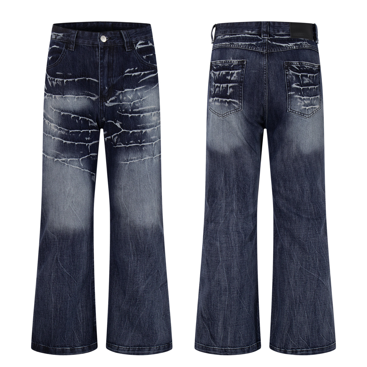 Omirad Cracked-Wash Wide-Leg Denim