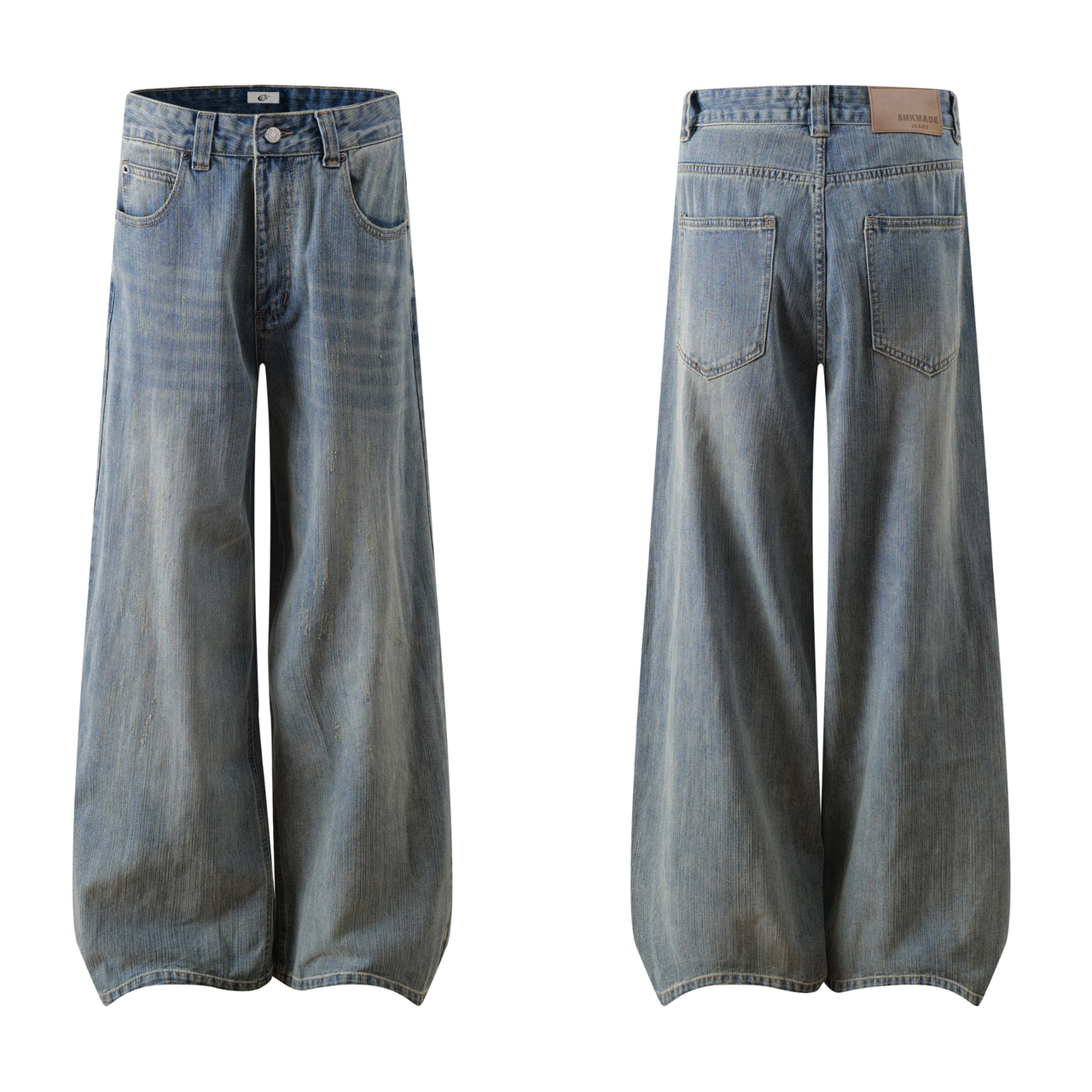 Omirad Vintage Washed Balloon Wide-Leg Jeans