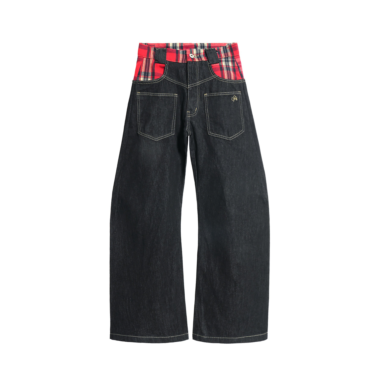 Omirad Plaid-Waist Denim Pants