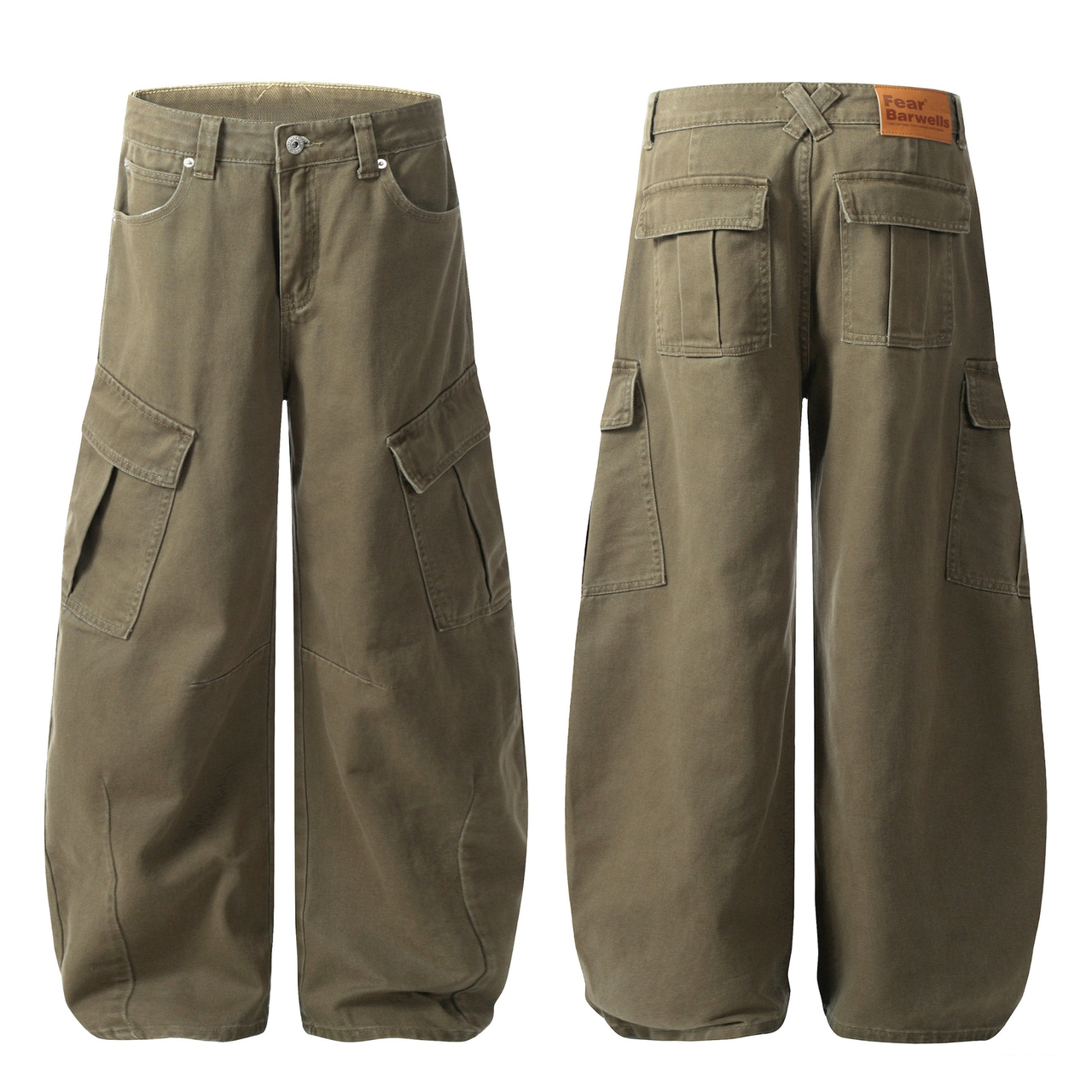 Omirad Multi-Pocket Wide-Leg Cargo Jeans