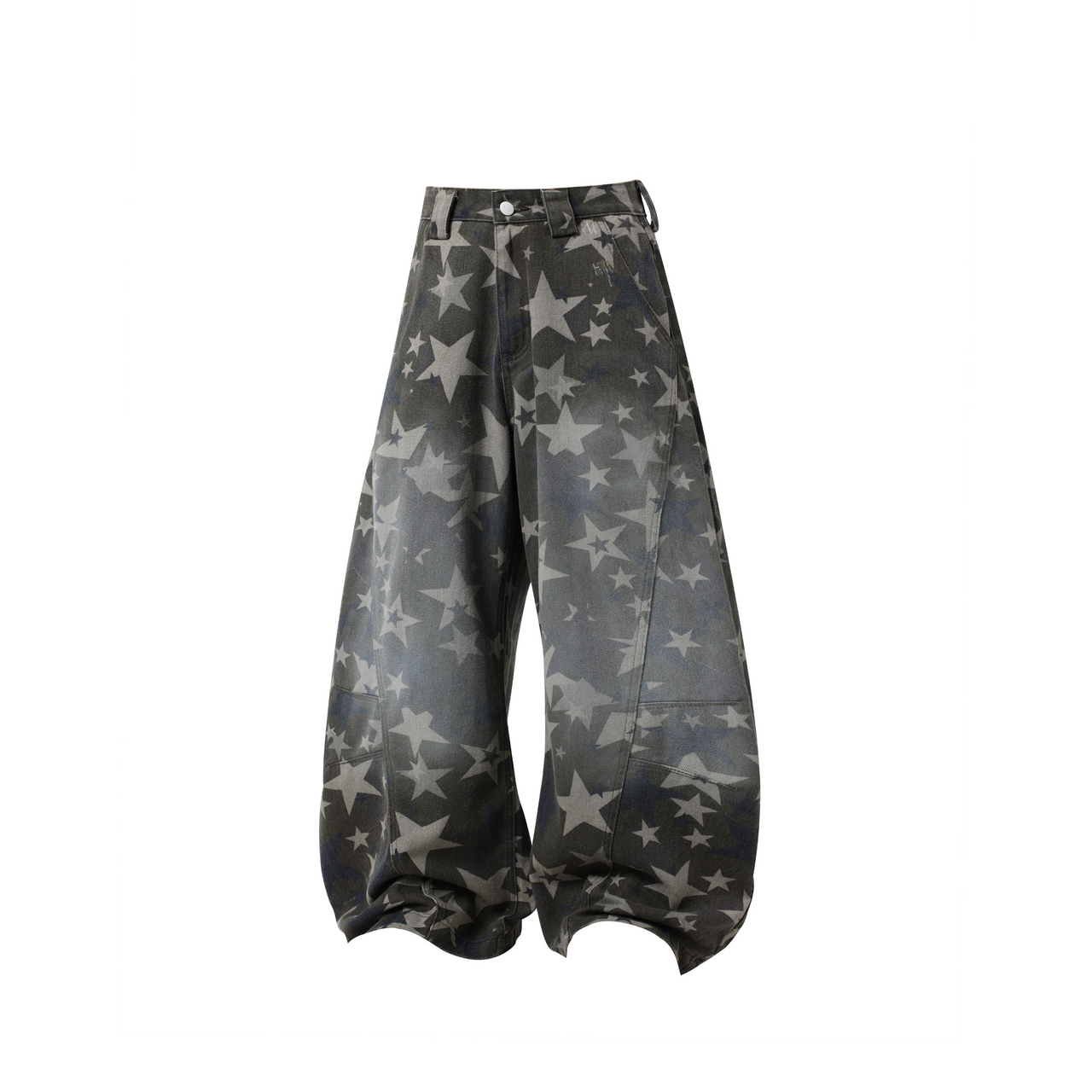 American Streetwear All-Over Star Print Curved-Cut Jeans