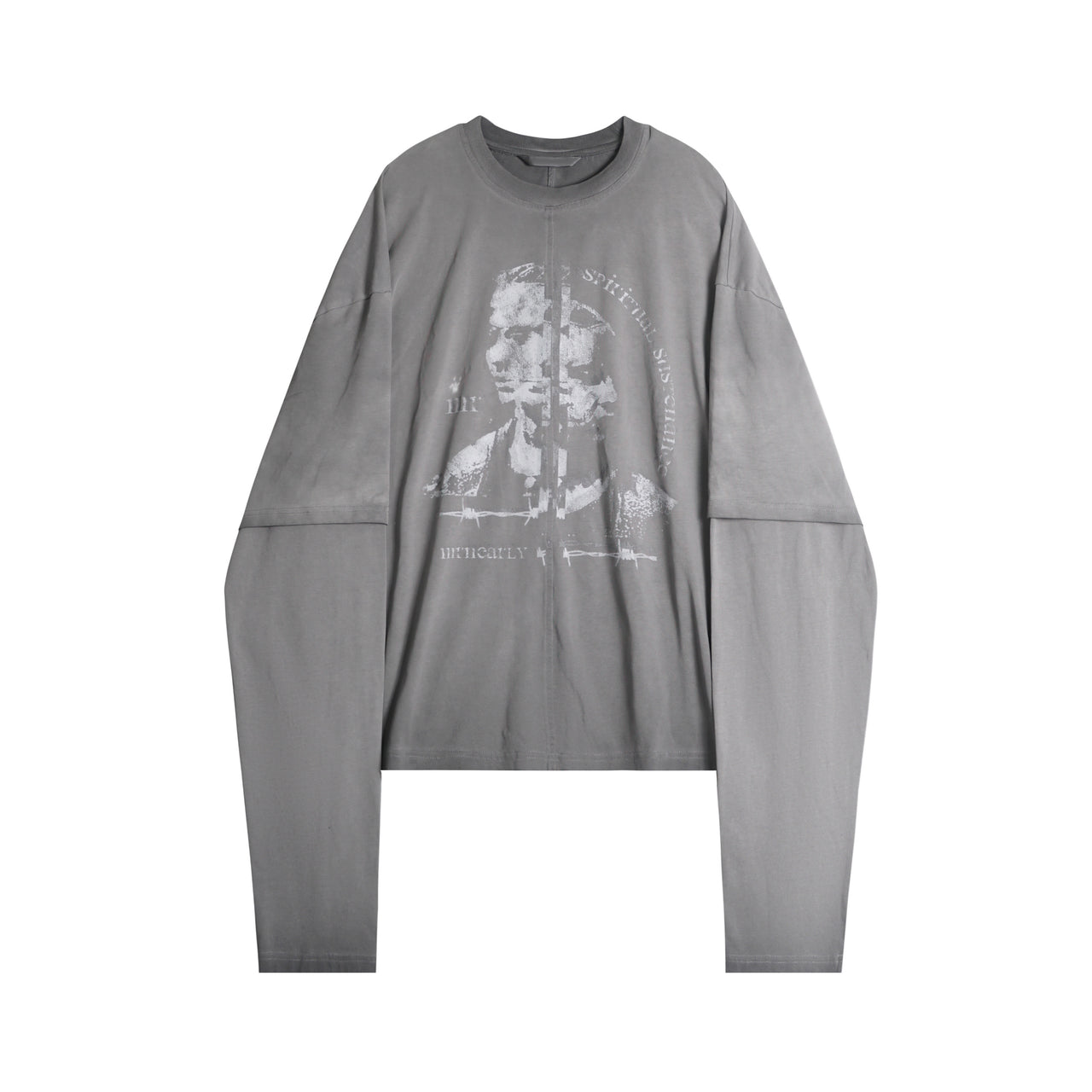 Streetwear Portrait Graphic Fake Two-Piece Sweatshirt