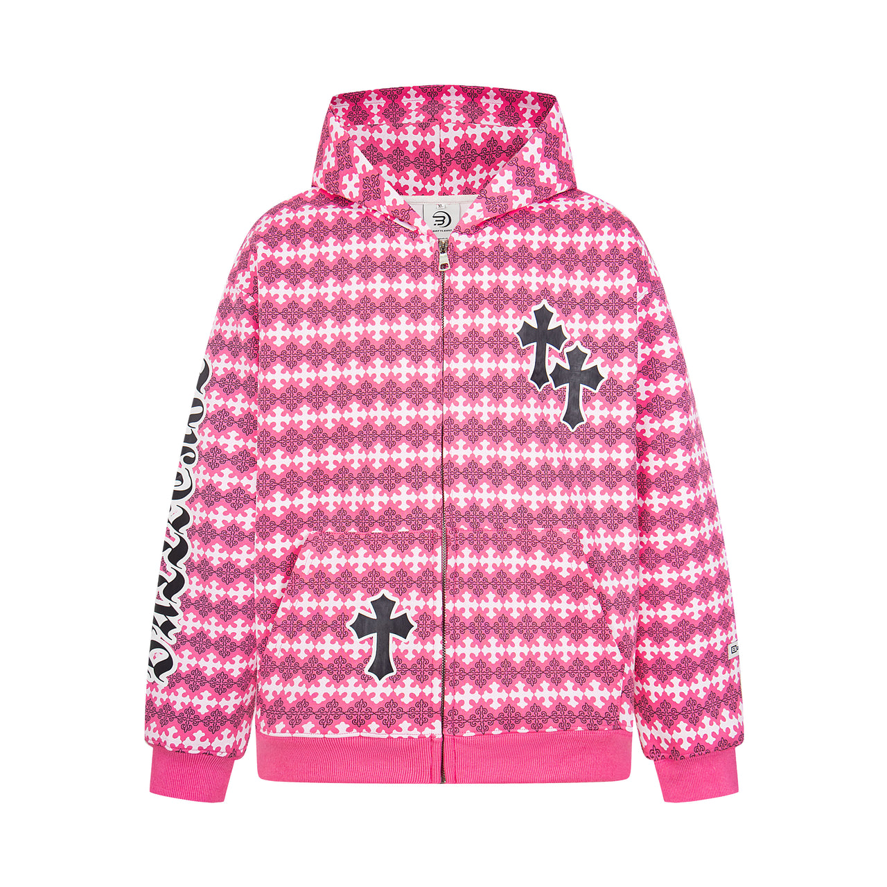 Vintage-Inspired American All-Over Gothic Print Hoodie
