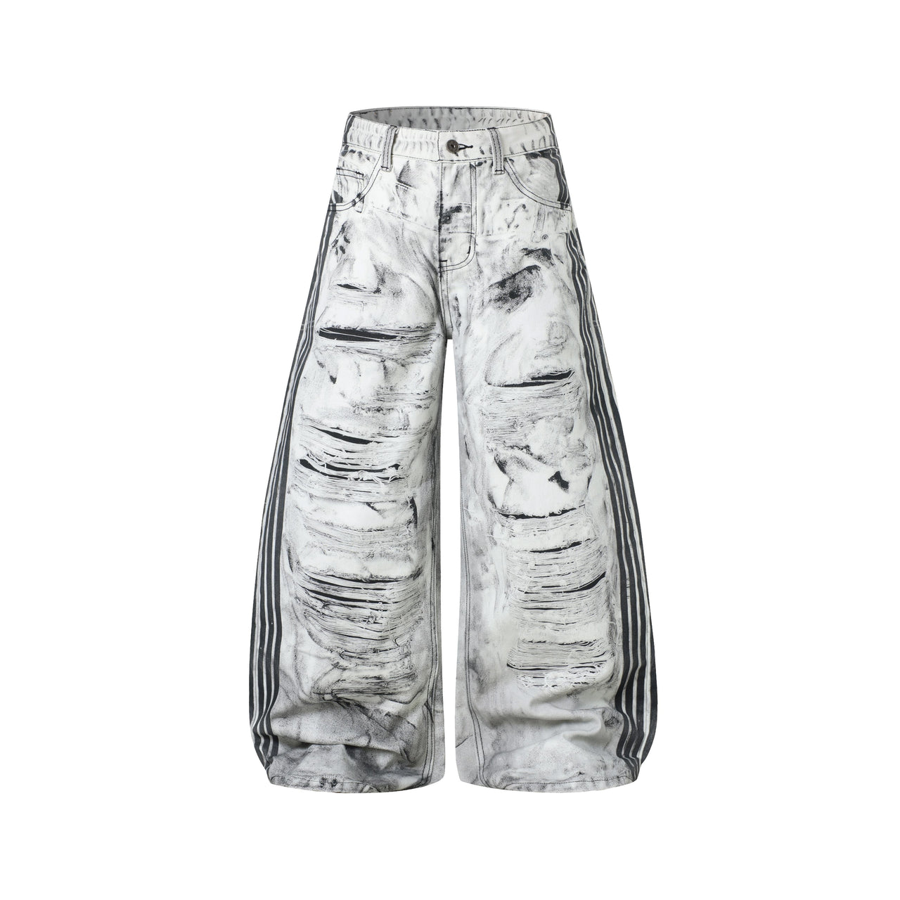 Omirad Distressed Stripe Wide-Leg Jeans