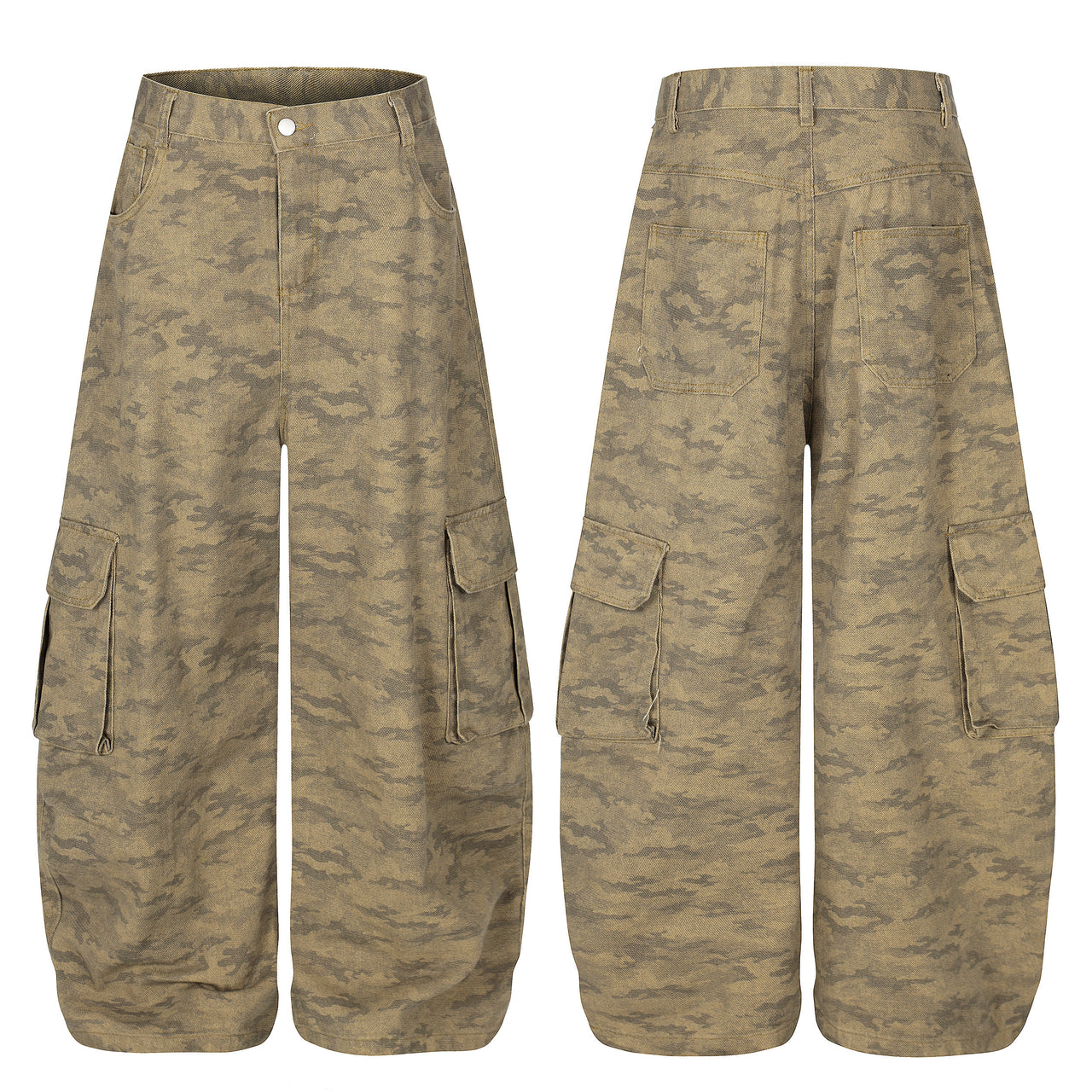 Vintage American Camo Curved-Leg Cargo Jeans