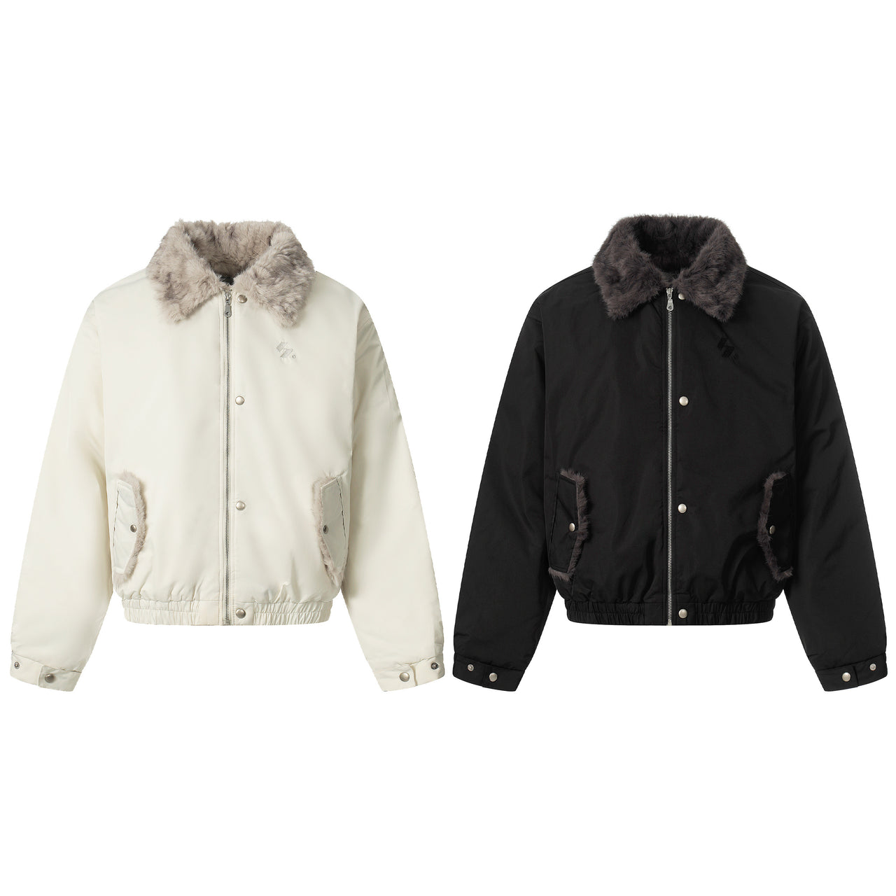 Vintage Old Money Style Shearling-Collar Fleece-Lined Padded Jacket
