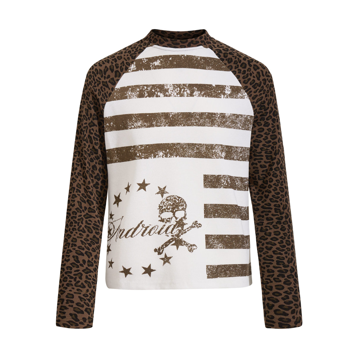 Omirad Leopard Sleeve Skull Graphic Long Sleeve Tee