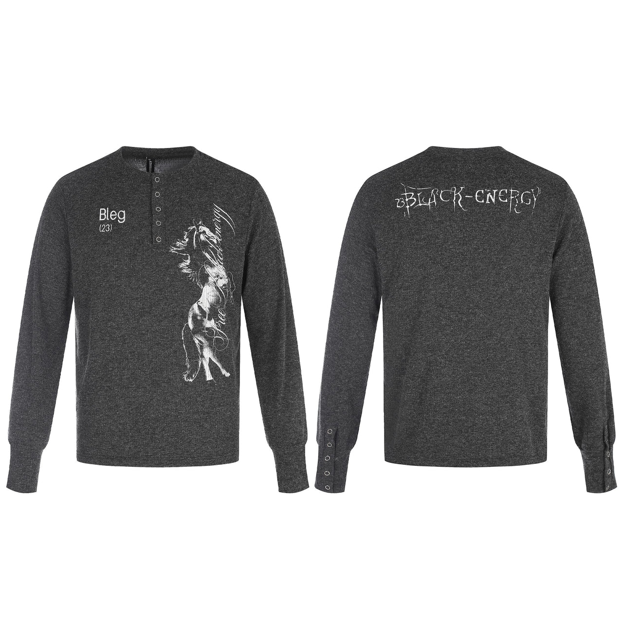 Omirad Vintage Horse Graphic Henley Long Sleeve