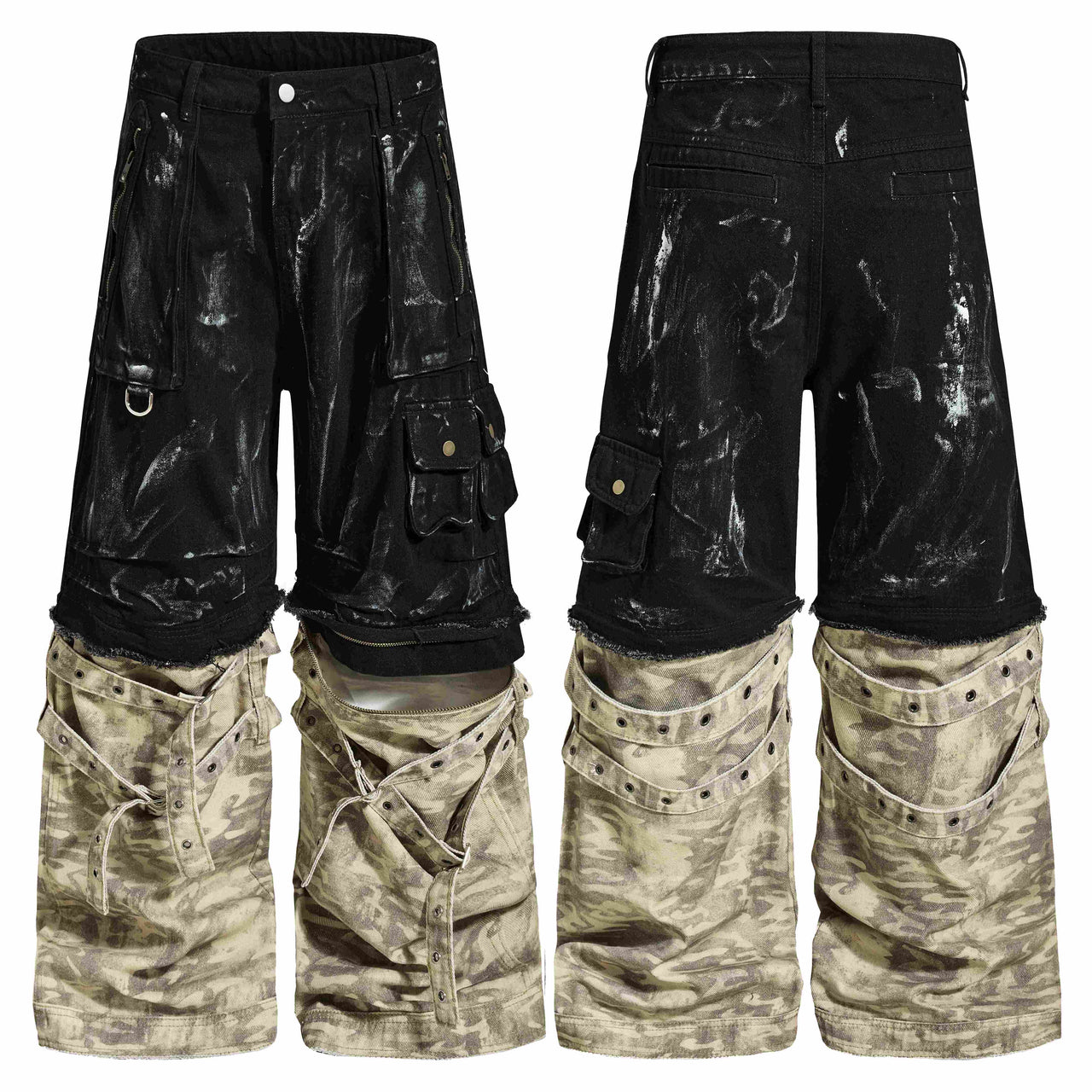 Omirad Washed Utility Cargo Denim Pants