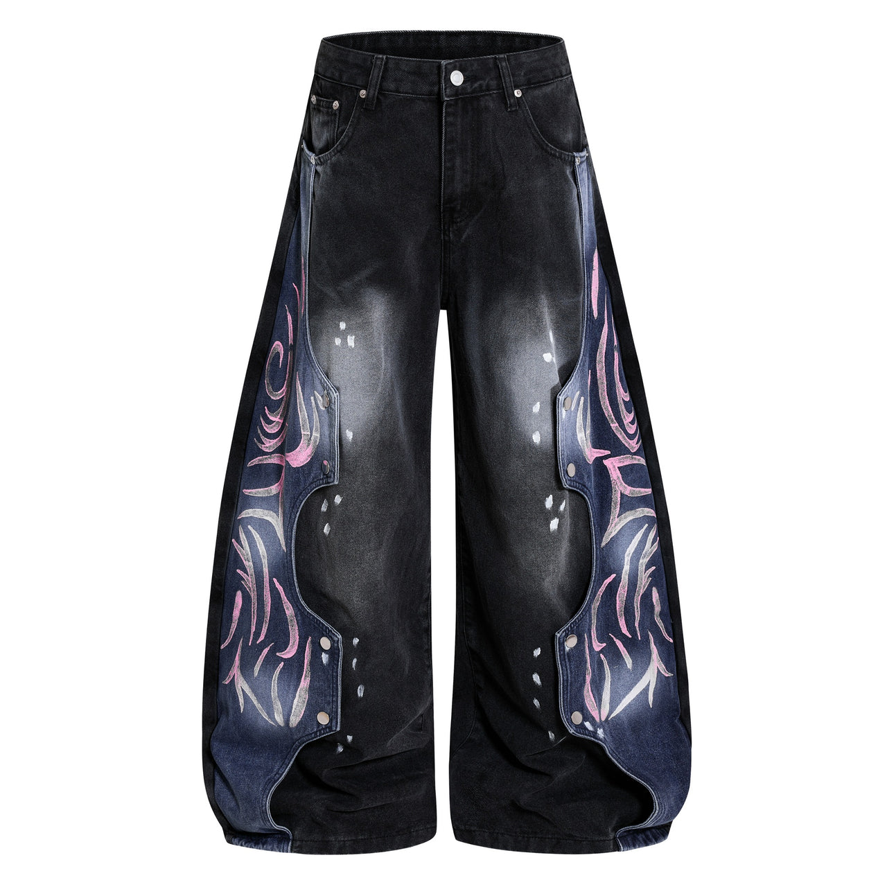 Omirad Graphic Panel Wide-Leg Denim Jeans