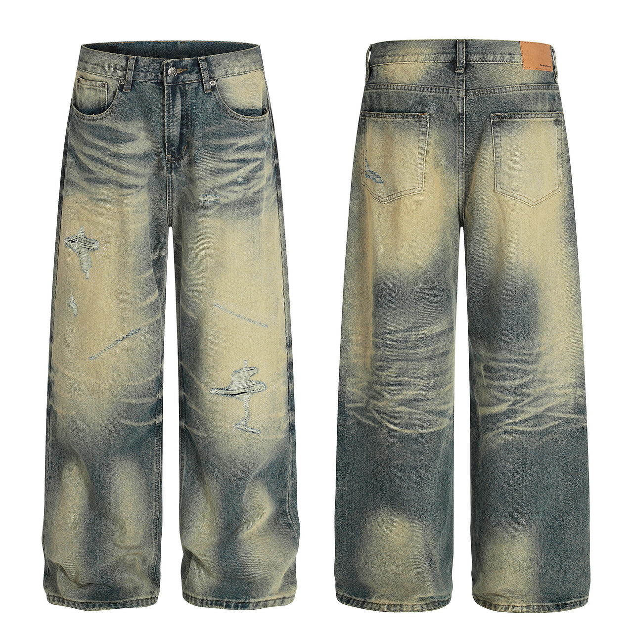 Vintage American Whiskered Wrinkled Jeans