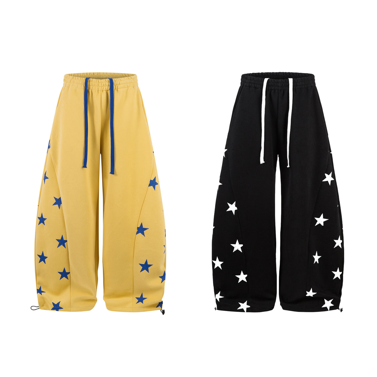 American Street Star Print Paneled Curved-Cut Sweatpants