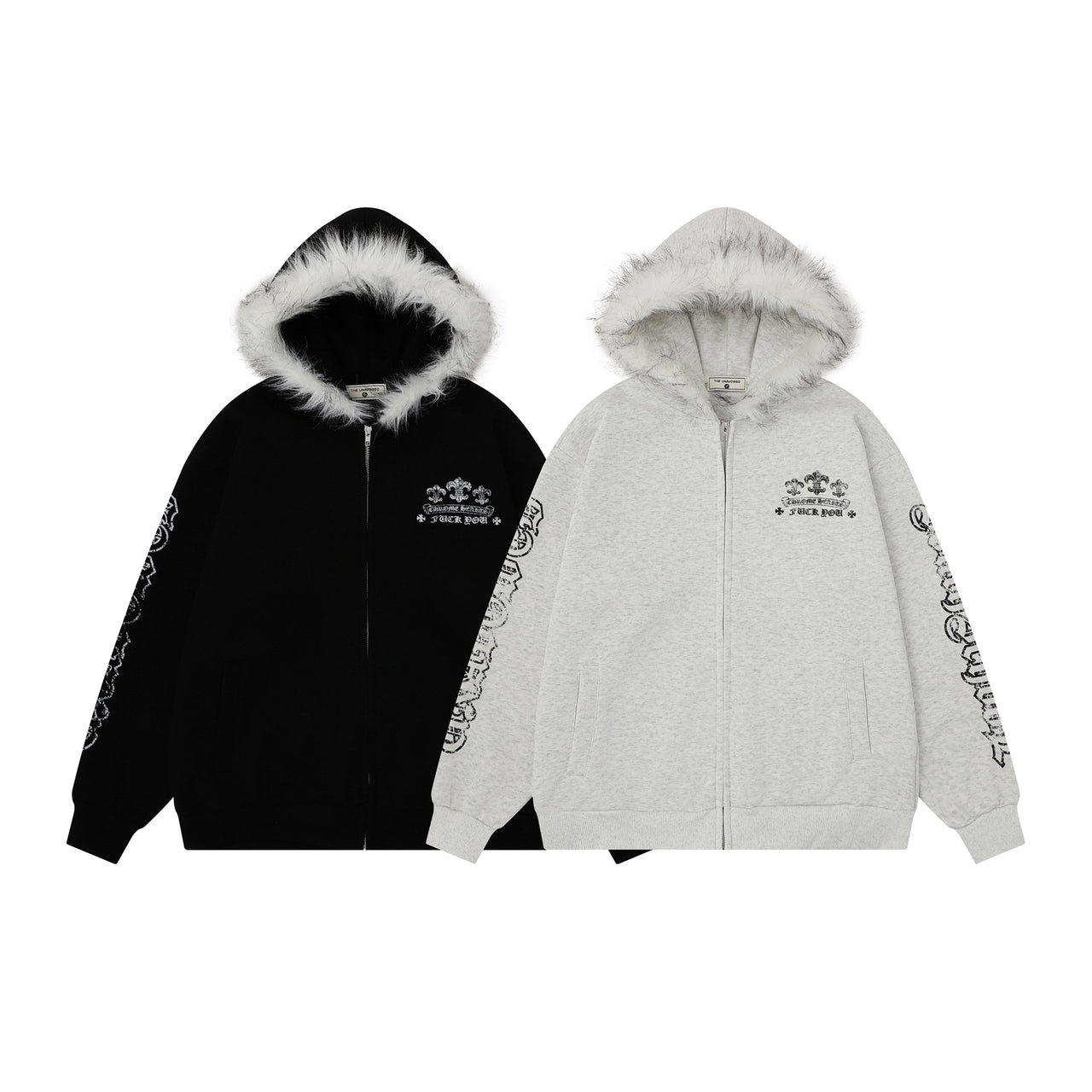 American Vintage Printed Fur Collar Hoodie