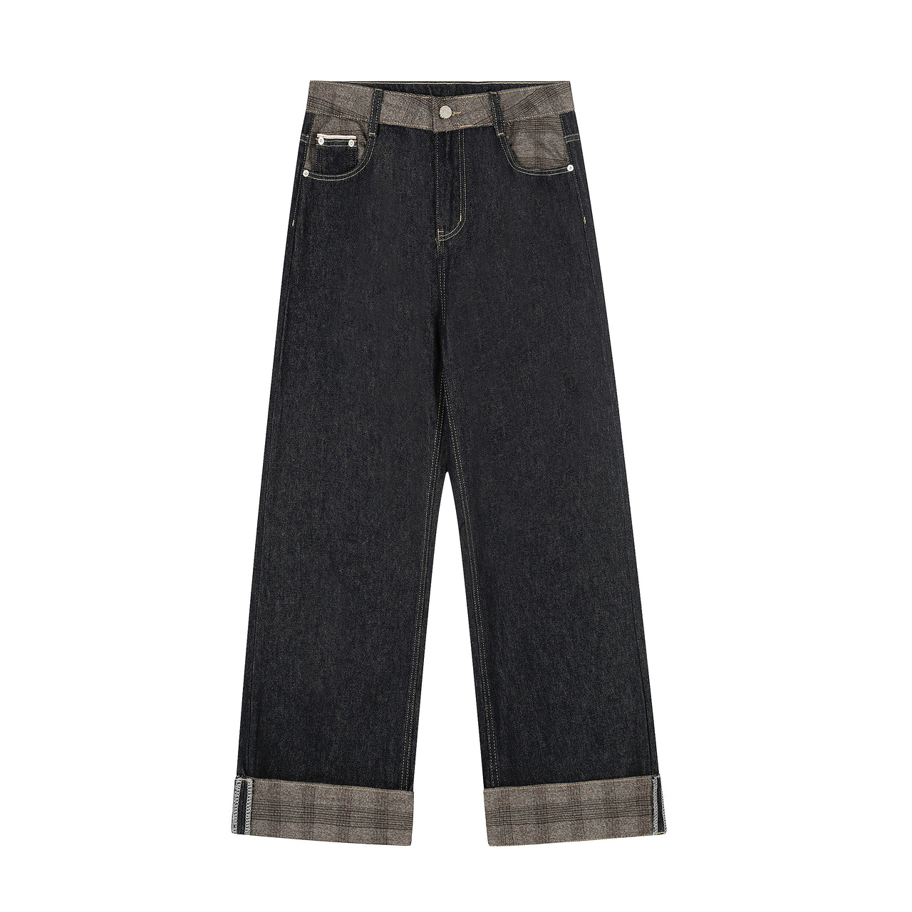 American Streetwear Straight Leg Raw Denim Jeans