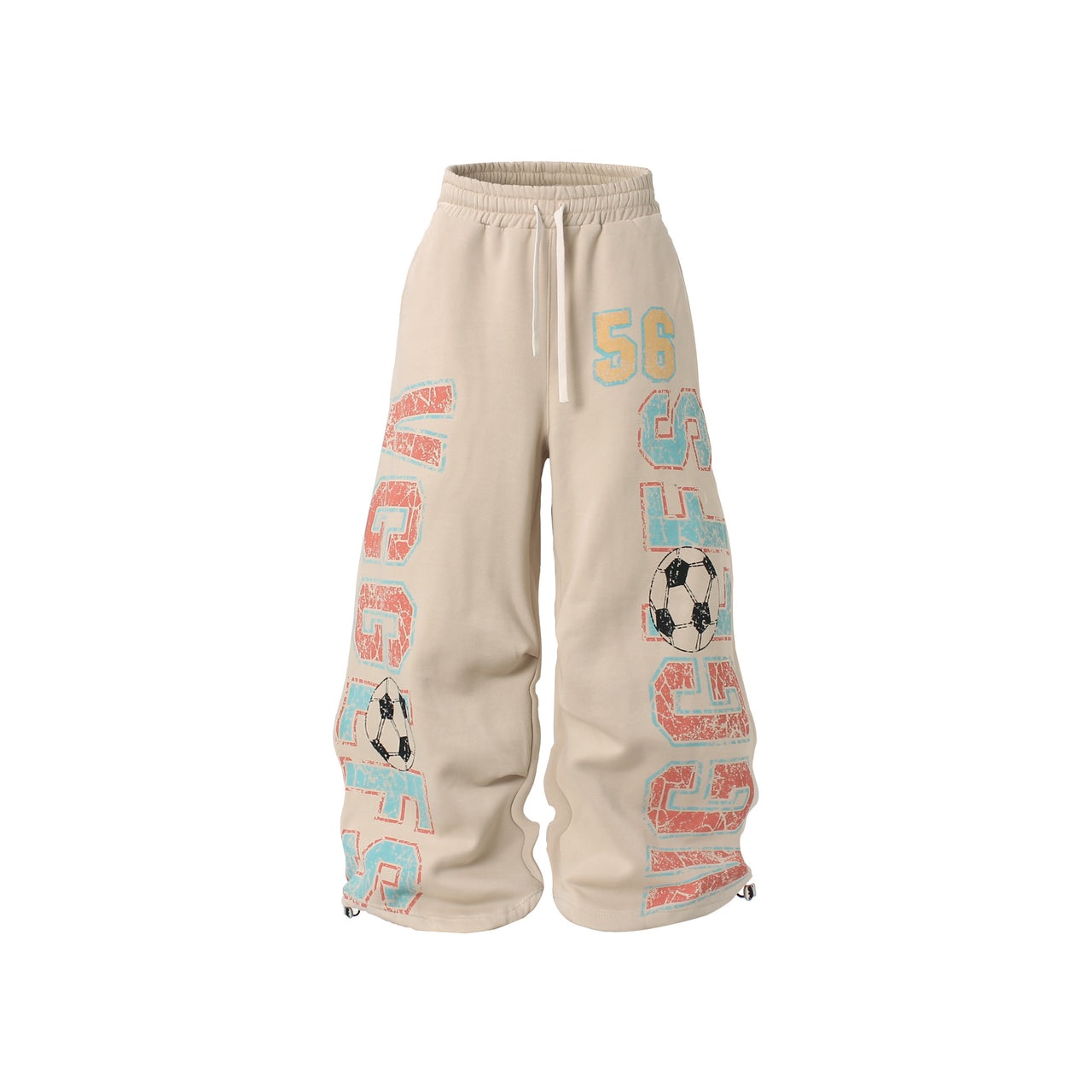 Omirad Fleece-Lined Soccer Graphic Wide-Leg Sweatpants