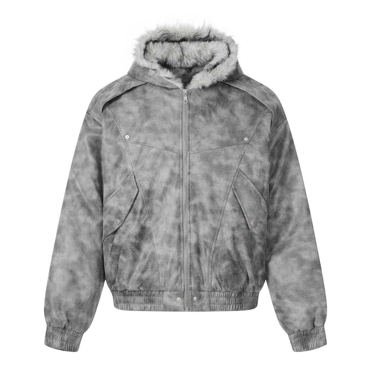 Streetwear Faux-Fur Collar Fleece-Lined Padded Jacket