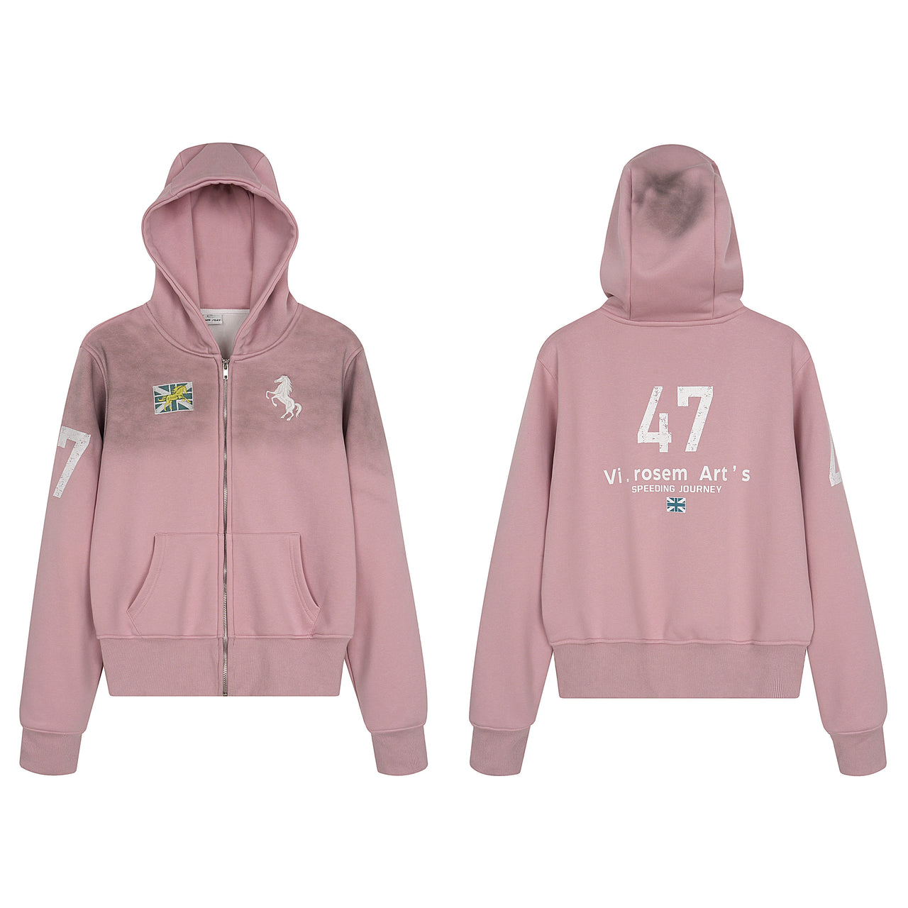 Vintage American Embroidered Zip-Up Hoodie