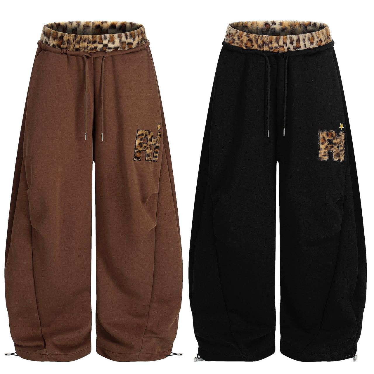 American Vintage Leopard Print Patchwork Casual Pants