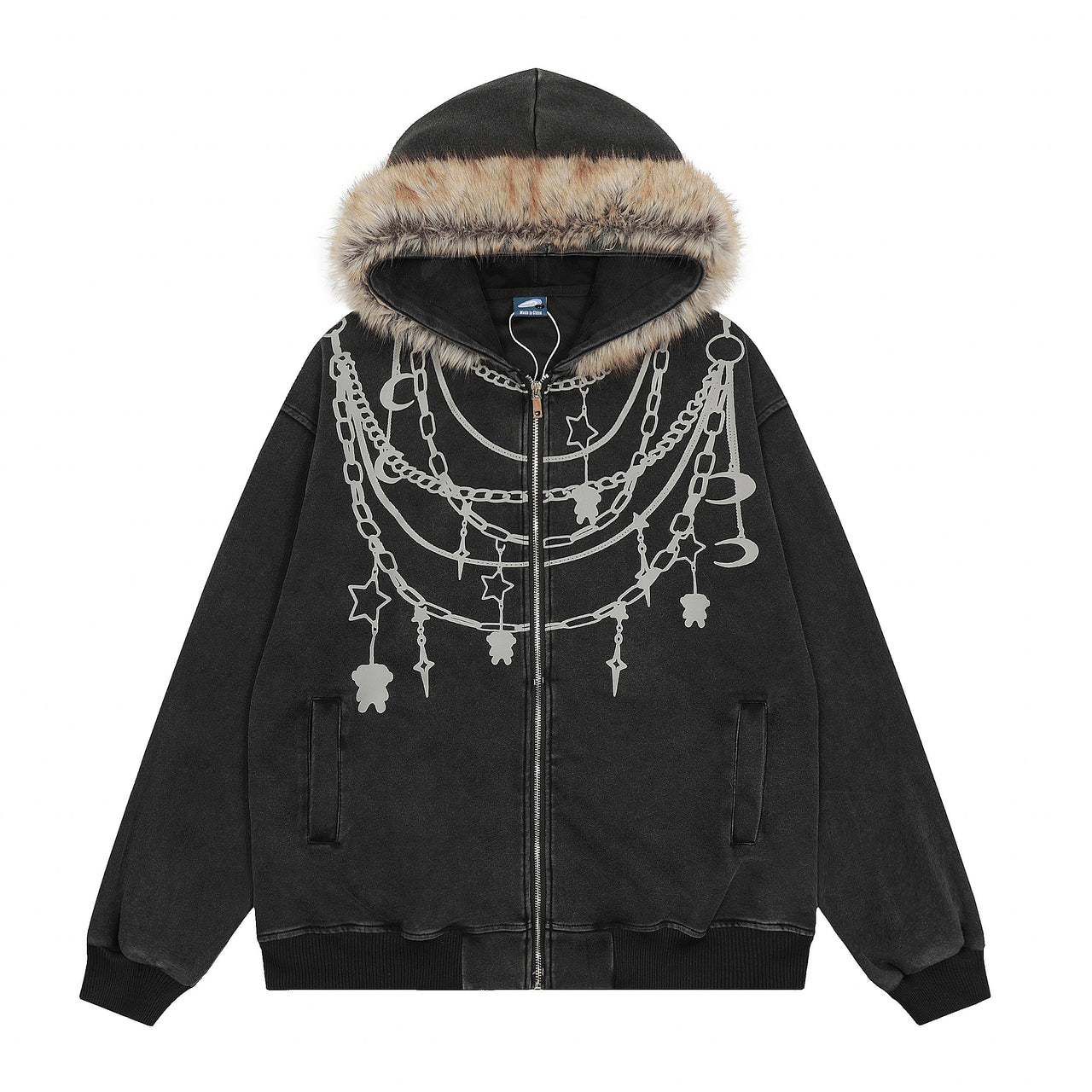 Vintage American Fur-Collar Hoodie