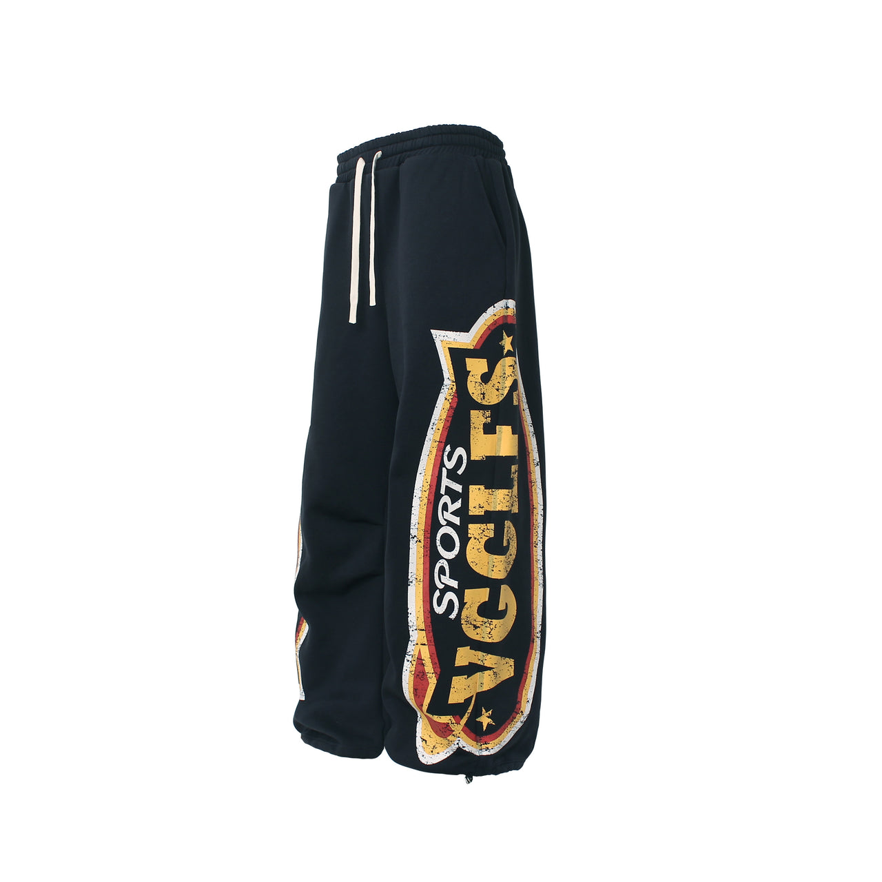 Omirad Fleece-Lined Sports Letter Wide-Leg Sweatpants