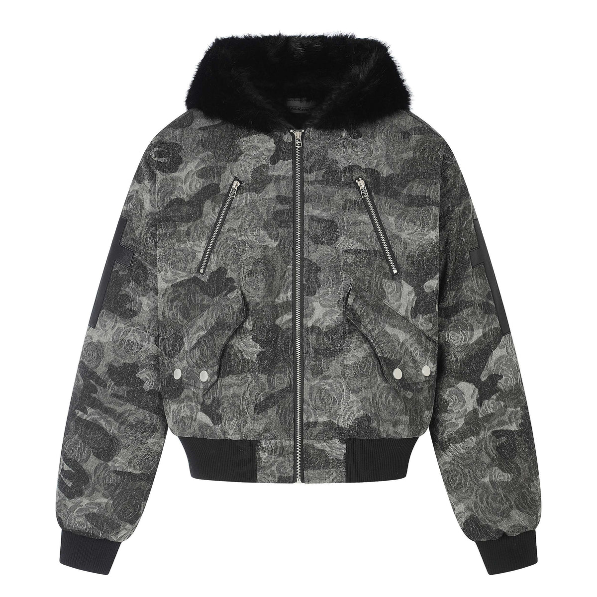 Omirad Rose Camo Fur Collar Bomber Jacket