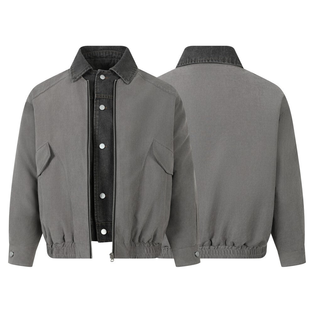 Vintage American Layered-Style Cargo Collar Padded Jacket
