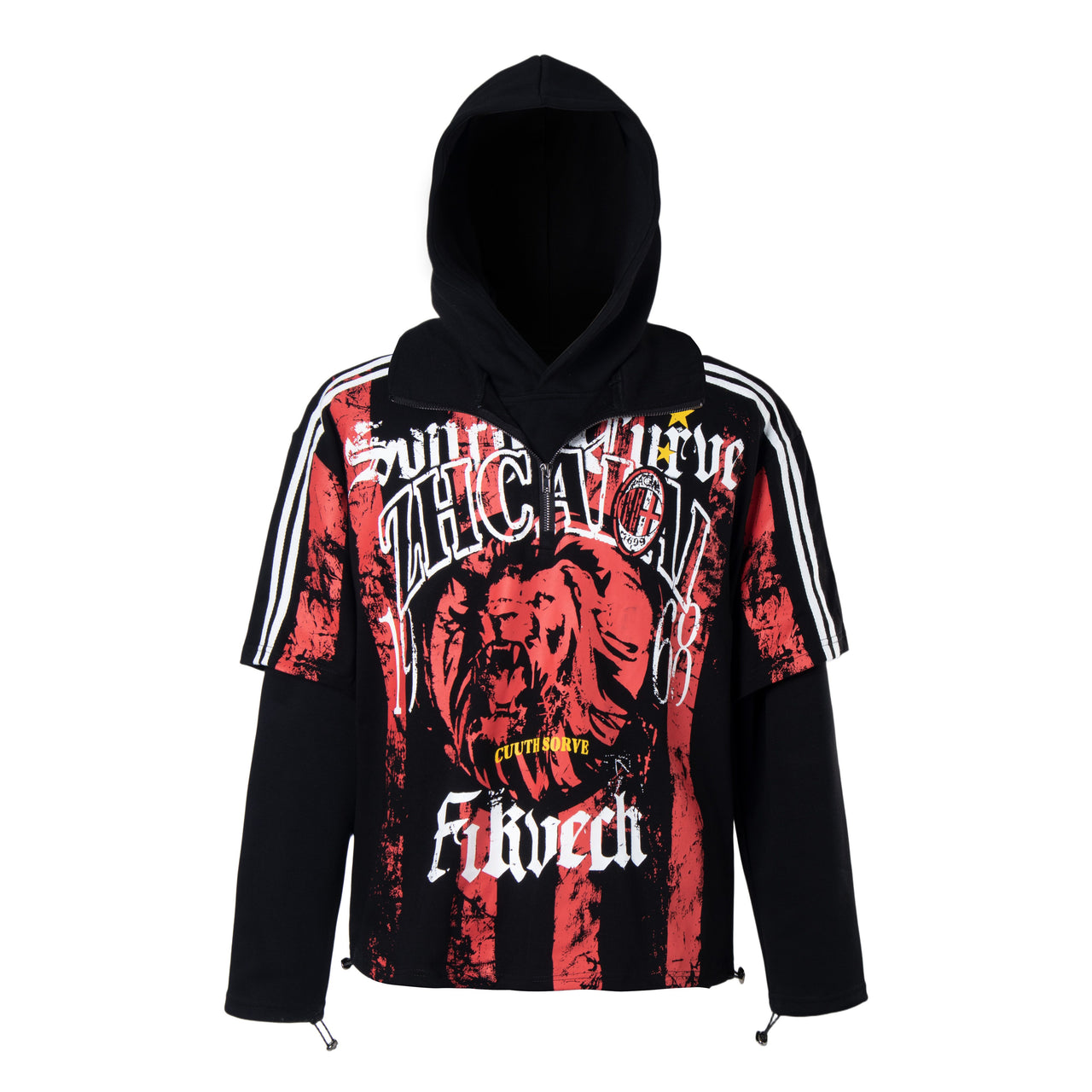 Omirad Layered Graphic Hooded Long Sleeve Tee