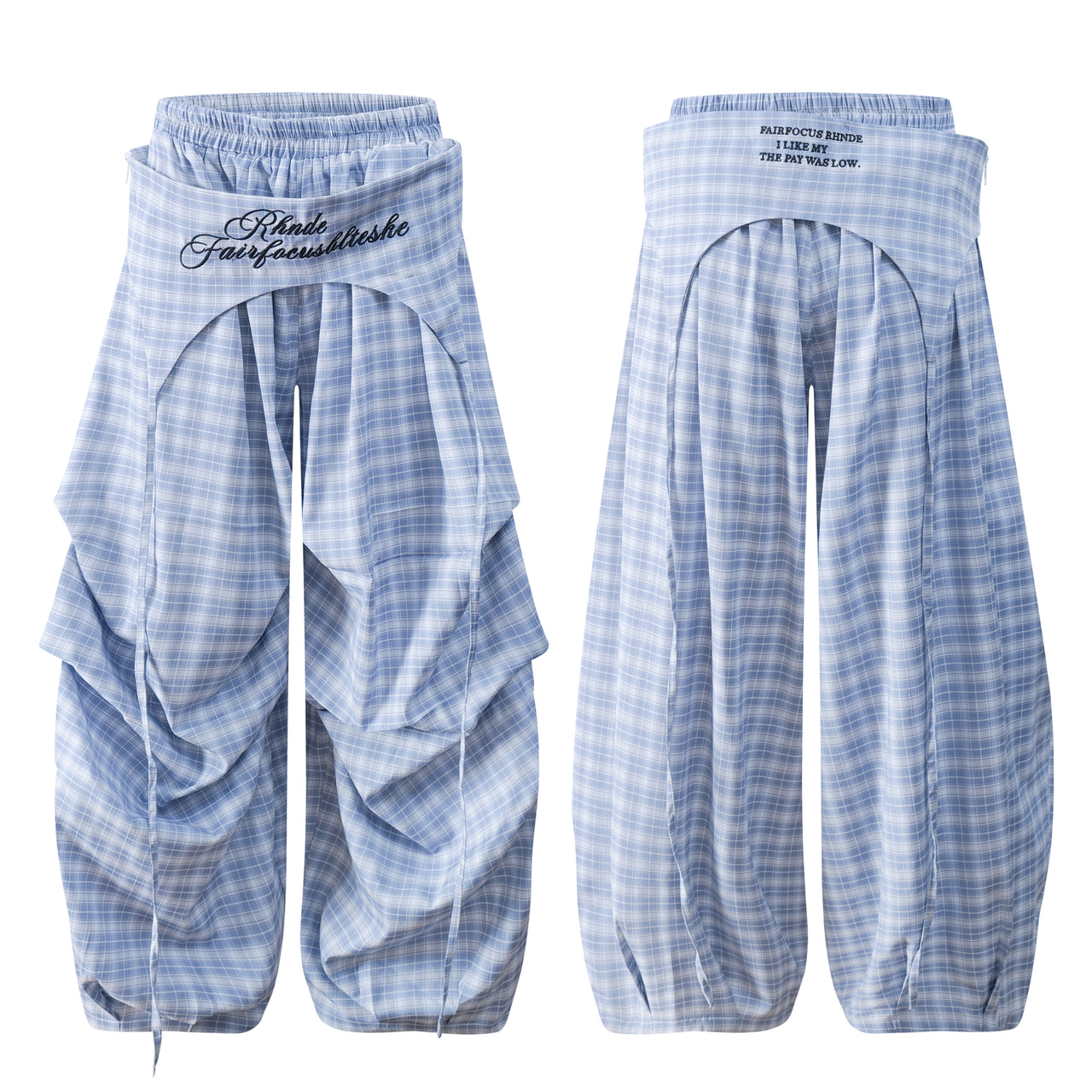 American Streetwear Pleated Checkered Casual Pants