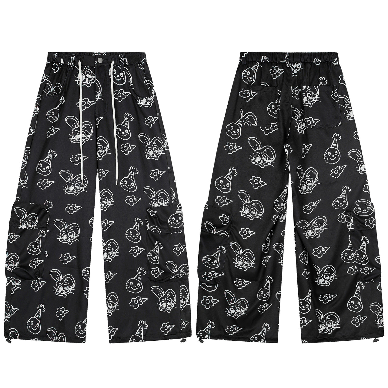 American High Street Cartoon Print Casual Pants