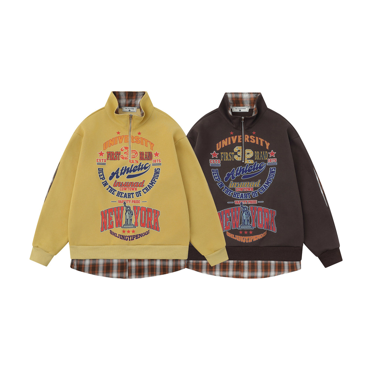 American Street Style Letter Print Faux Layered Sweatshirt