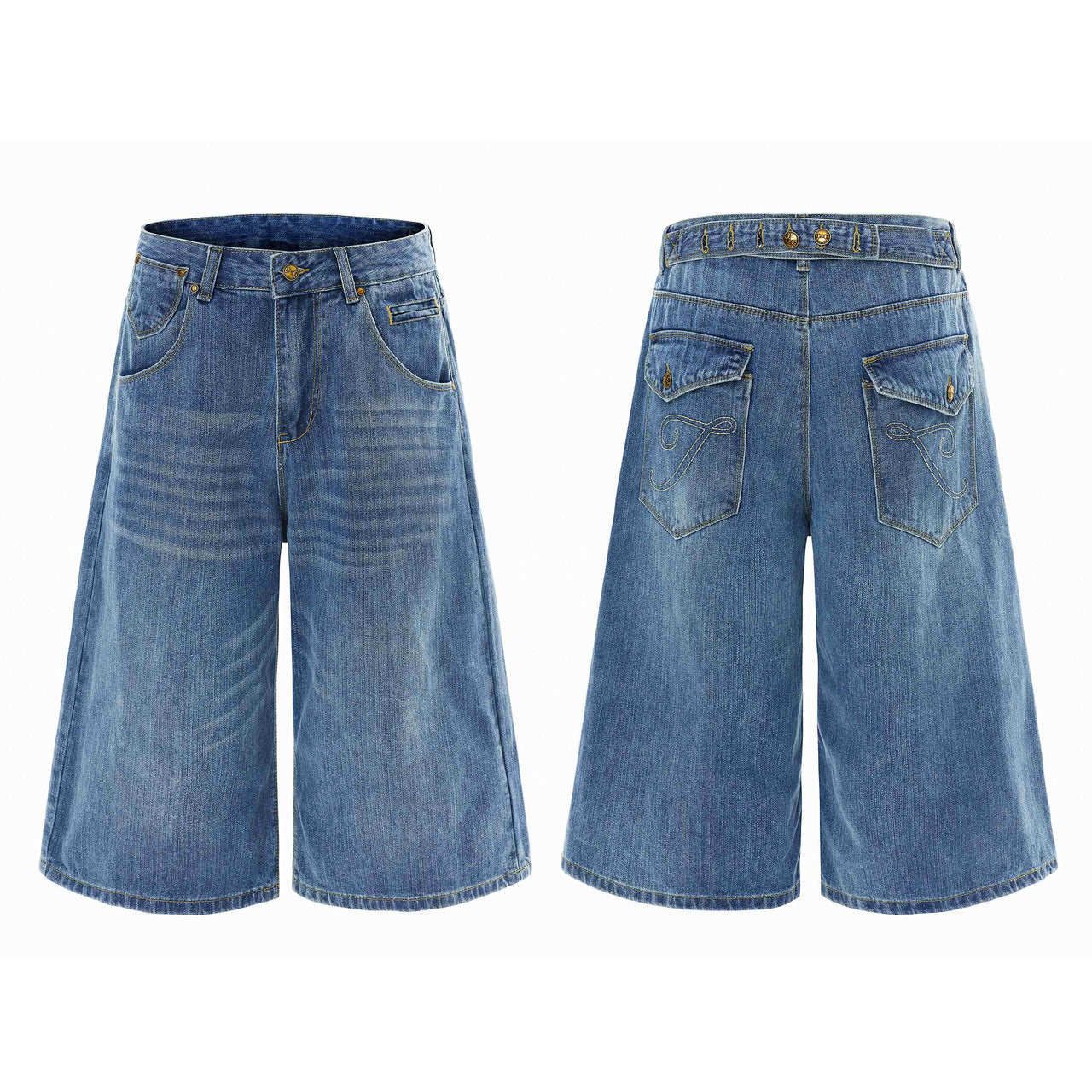 Omirad Vintage Wide-Leg Denim Shorts