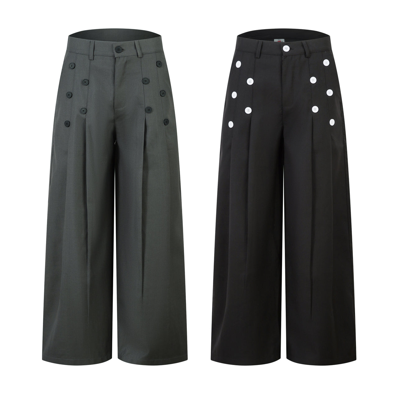 American High Street Button-Decorated Casual Pants