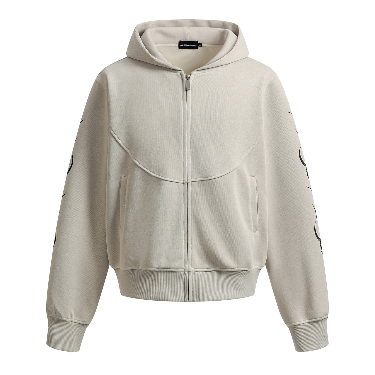 Vintage American Patchwork Zip-Up Hoodie