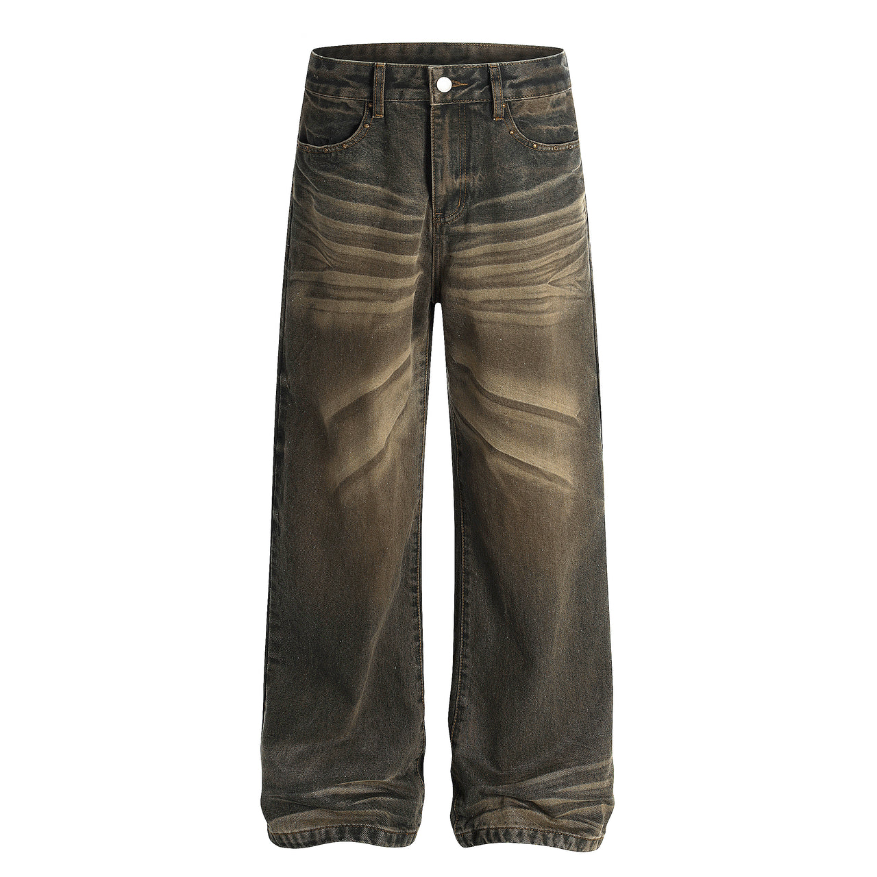 American Vintage Slub Texture Button-Decorated Jeans