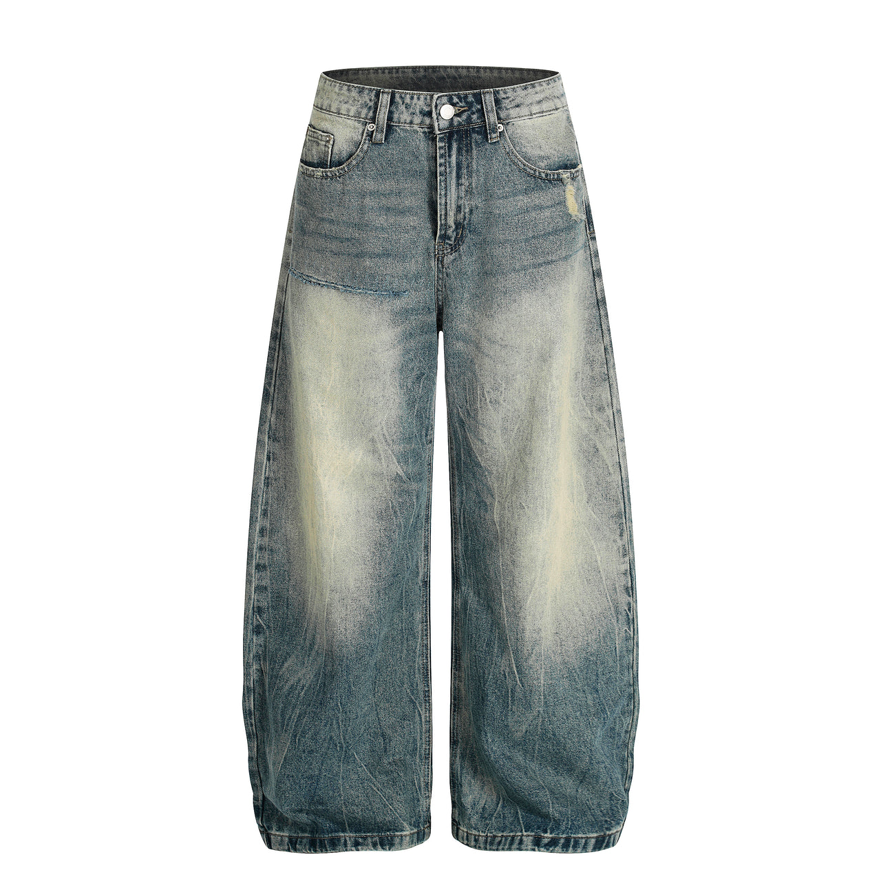 American Vintage Distressed Wash Curved Blade Jeans