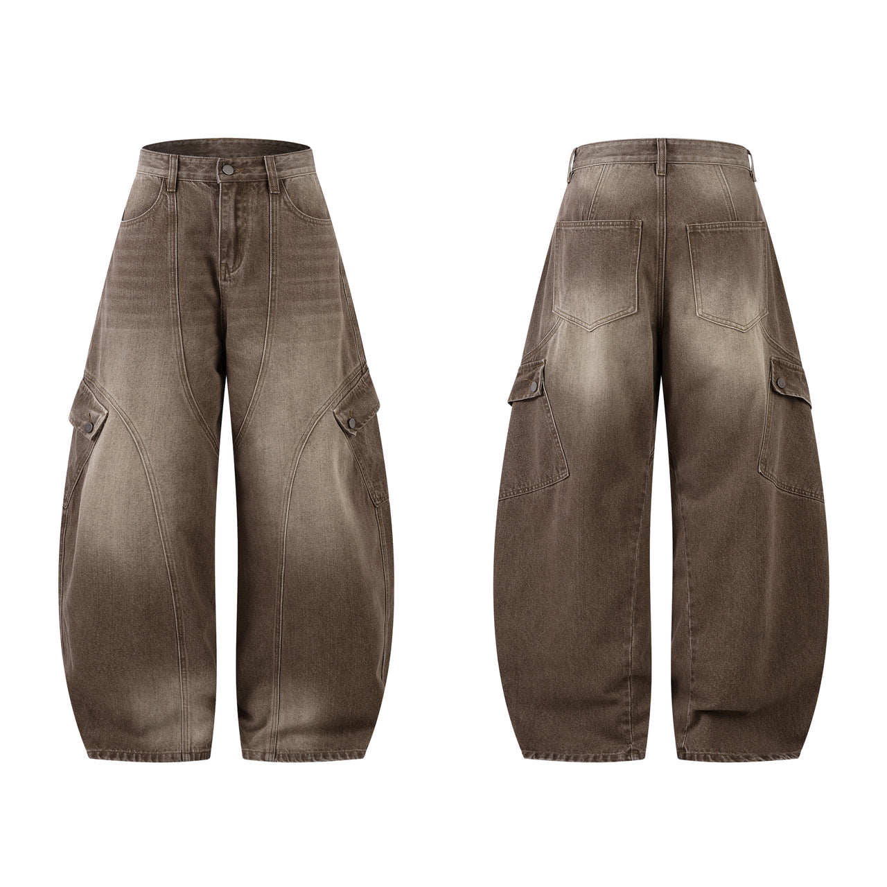 American Vintage Distressed Wash Curved Blade Jeans