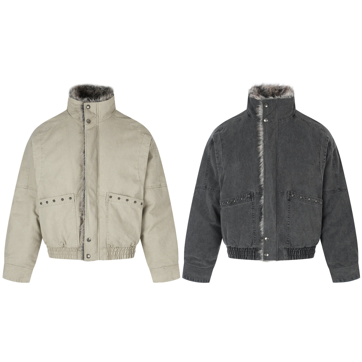 Omirad Faux Fur Trim Washed Utility Jacket