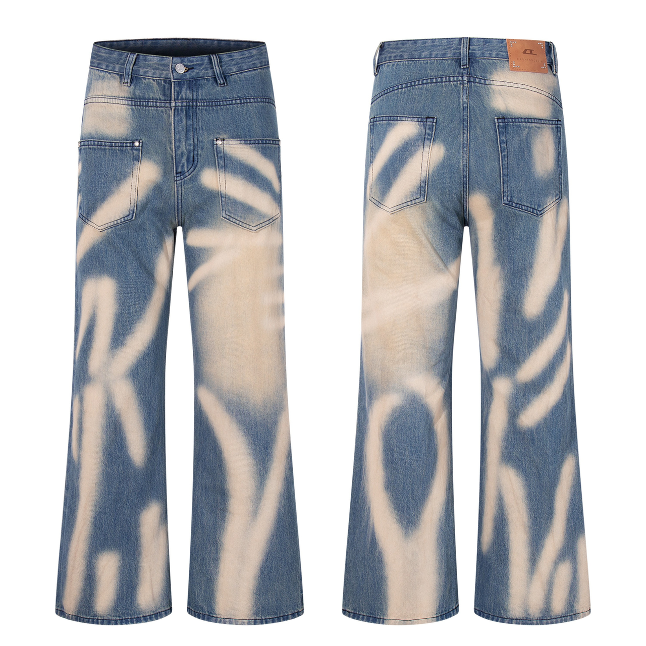 Omirad Spray-Fade Graffiti Wide-Leg Jeans
