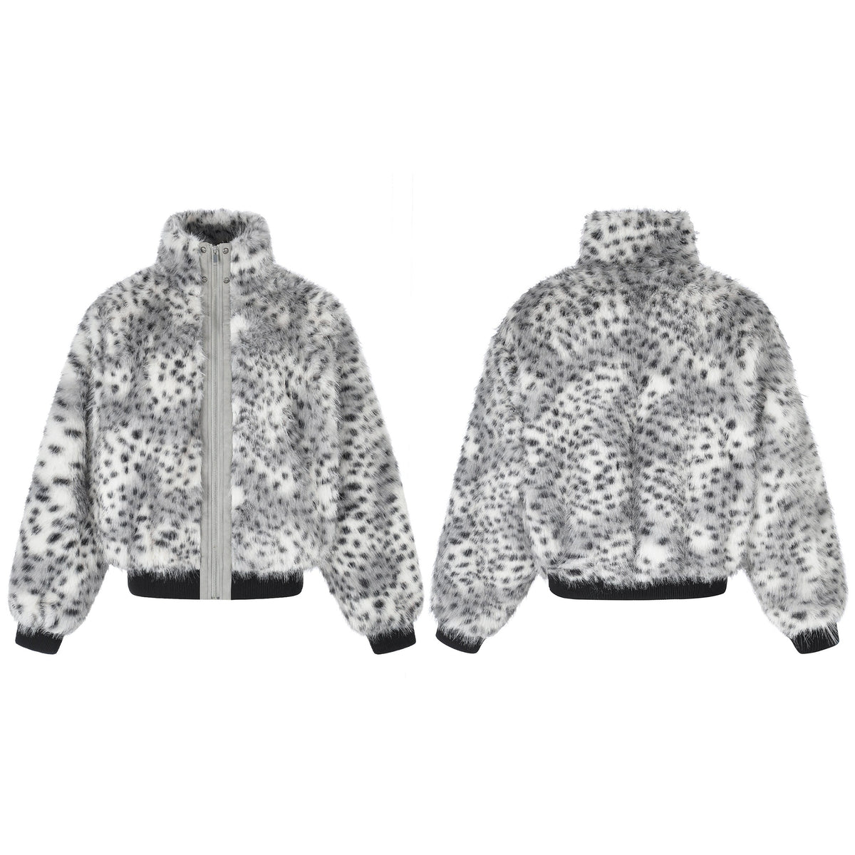 Omirad Leopard Faux Fur Bomber Jacket