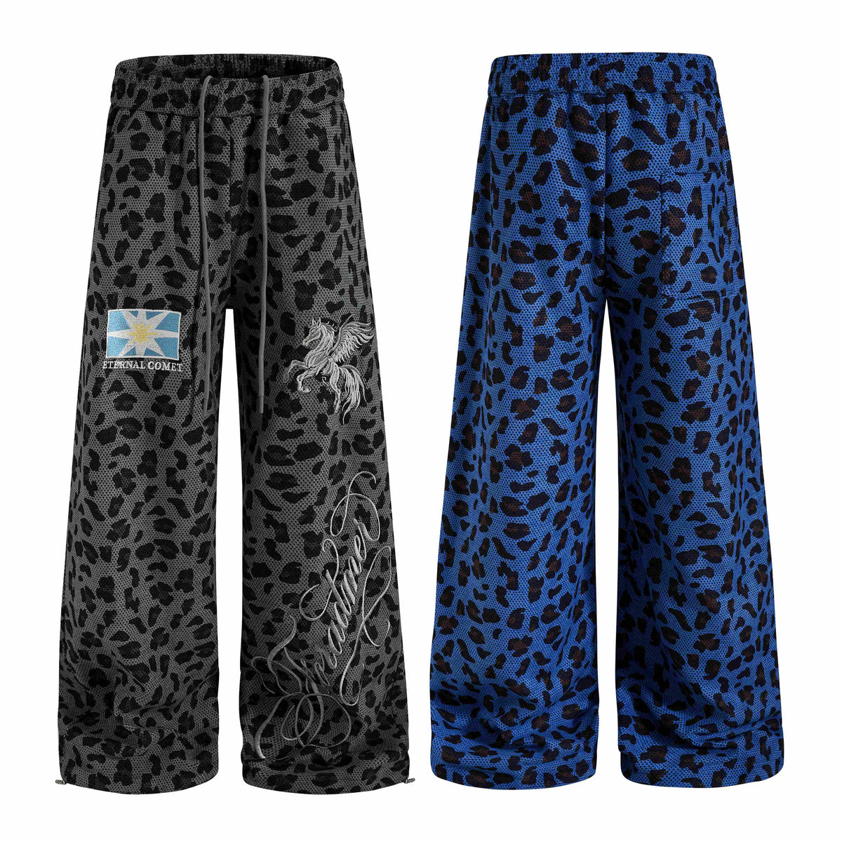 Omirad Leopard Embroidered Wide-Leg Pants