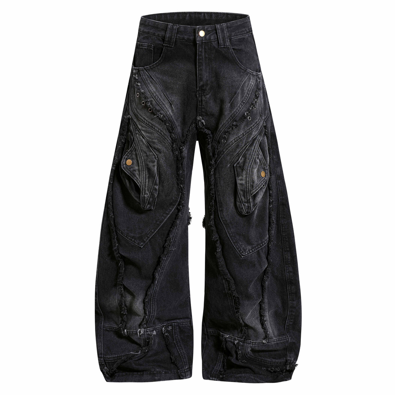 Omirad Distressed Panel Wide-Leg Denim Jeans
